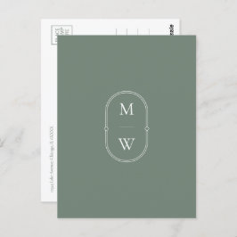 Minimalistische Monogramm-Sättigung Save the Date Postkarte