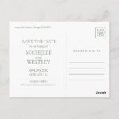 Minimalistische Monogramm-Sättigung Save the Date Postkarte (Rückseite)