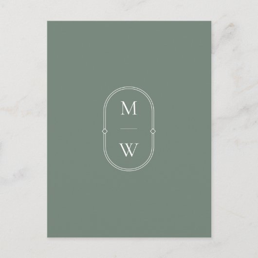 Minimalistische Monogramm-Sättigung Save the Date Postkarte (Vorderseite)