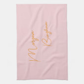 Minimalistische Monogramm-Schrift rosa Geschirrtuch (Vertikal)