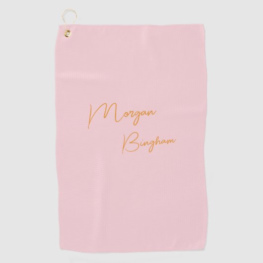 Minimalistische Monogramm-Schrift rosa Golfhandtuch (Vorderseite)