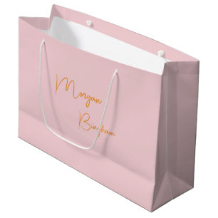 Minimalistische Monogramm-Schrift rosa Große Geschenktüte