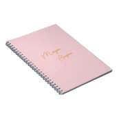 Minimalistische Monogramm-Schrift rosa Notizblock (Rechte Seite)