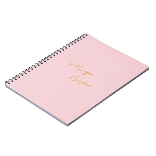 Minimalistische Monogramm-Schrift rosa Notizblock (Linke Seite)