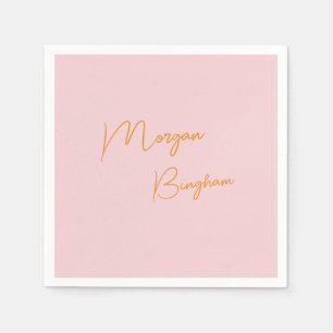 Minimalistische Monogramm-Schrift rosa Serviette