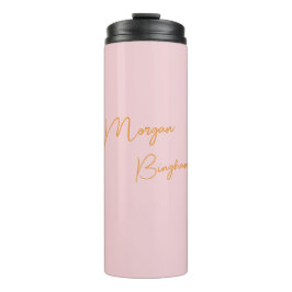 Minimalistische Monogramm-Schrift rosa Thermosbecher