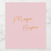 Minimalistische Monogramm-Schrift rosa Weinetikett (Einzelnes Label)