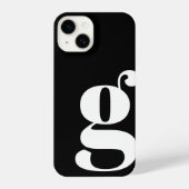 Minimalistische Monogramm Schwarz/Weiß iPhone Hülle (Rückseite)