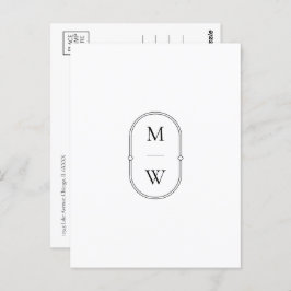 Minimalistische Monogramm Schwarz/Weiß Save the Da Postkarte
