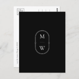 Minimalistische Monogramm Schwarz/Weiß Save the Da Postkarte