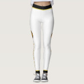 Minimalistische Monogramm Schwarze Imitate Gold un Leggings (Vorderseite)