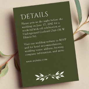Minimalistische Monogramm Streifen Olive Green Det Begleitkarte