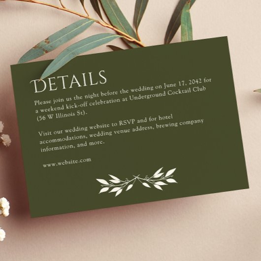 Minimalistische Monogramm Streifen Olive Green Det Begleitkarte