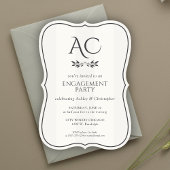 Minimalistische Monogramm Strickweiße Engagement-P Einladung