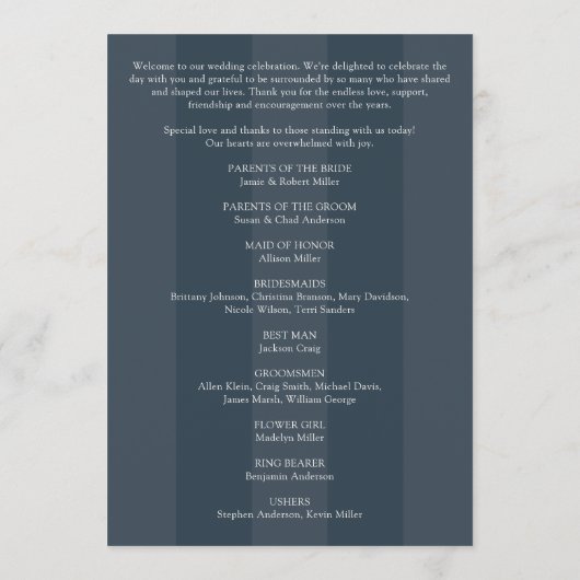 Minimalistische Monogramm Striped Indigoblauen Hoc Programm (Rückseite)