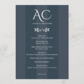 Minimalistische Monogramm Striped Indigoblauen Hoc Programm (Vorderseite)