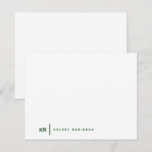 Minimalistische Monogramm-Typografie Grün Flach Mitteilungskarte
