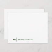 Minimalistische Monogramm Typografie Grünflach Mitteilungskarte (Vorne/Hinten)