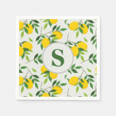 Minimalistische Monogramm-Zitronen und -Blätter Serviette (Vorderseite)