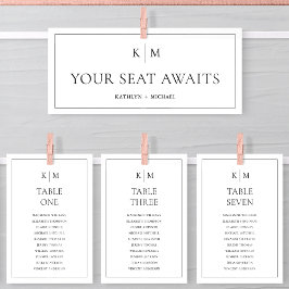 Minimalistische Monogrammkarte für Seekarten Einladung