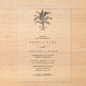 Minimalistische Monographie-Palm-Tree Acryleinladungen (Vorderseite)