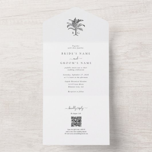 Minimalistische Monographie-Palm-Tree All In One Einladung (Innen Boden)