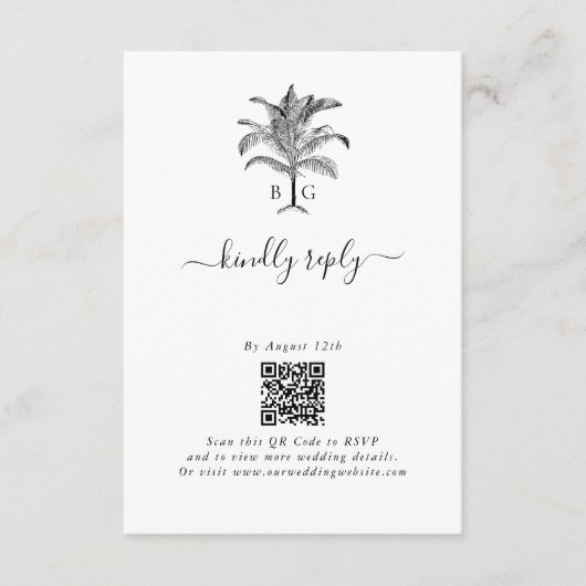 Minimalistische Monographie-Palm-Tree Begleitkarte (Vorderseite)