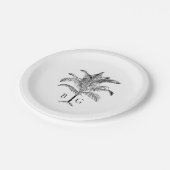 Minimalistische Monographie-Palm-Tree Pappteller (Schrägansicht)