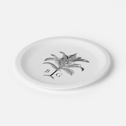 Minimalistische Monographie-Palm-Tree Pappteller (Schrägansicht)