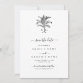 Minimalistische Monographie-Palm-Tree Save The Date (Vorderseite)