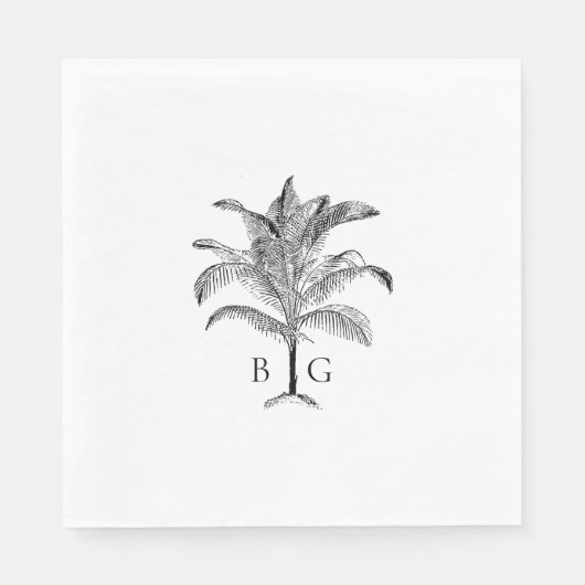 Minimalistische Monographie-Palm-Tree Serviette (Vorderseite)