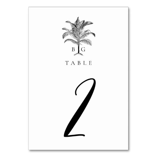 Minimalistische Monographie-Palm-Tree Tischnummer (Rückseite)