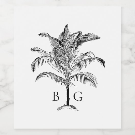 Minimalistische Monographie-Palm-Tree Weinetikett (Einzelnes Label)