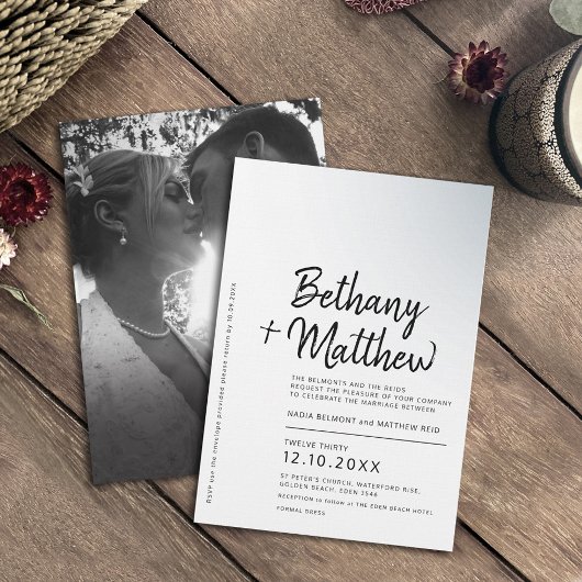 Minimalistische Monokalligraphie-Hochzeit Einladung