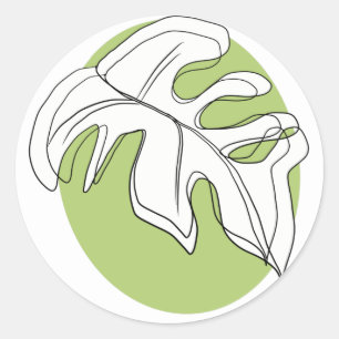 Minimalistische Monstera-Blatt-Geometrieform Runder Aufkleber