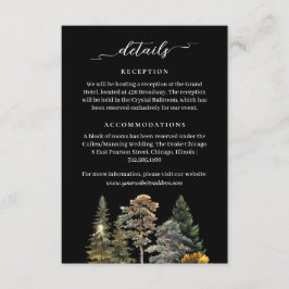 Minimalistische Moody Black Autumn Forest Wedding  Begleitkarte