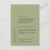 Minimalistische moosgrüne Hochzeitsinformationen Begleitkarte (Vorderseite)