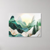 Minimalistische Mosaiklandschaft mit Bäumen Leinwanddruck (Vorderseite)