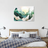 Minimalistische Mosaiklandschaft mit Bäumen Leinwanddruck (Insitu (Schlafzimmer))