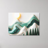 Minimalistische Mosaiklandschaft mit Bäumen Leinwanddruck (Vorderseite)