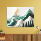 Minimalistische Mosaiklandschaft mit Bäumen Leinwanddruck (Insitu (Wohnzimmer))