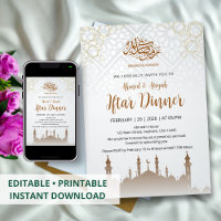 Minimalistische Moschee-Silhouette Iftar-Party