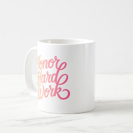 Minimalistische Motivierend harte Arbeit strahlt m Kaffeetasse (Vorderseite Links)