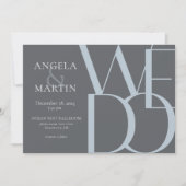 Minimalistische, muffige, blaugraue Hochzeit Einladung (Vorderseite)
