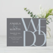 Minimalistische, muffige, blaugraue Hochzeit Einladung (Stehend Vorderseite)