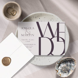 Minimalistische, muffige Eggplant Hochzeitseinladu Einladung