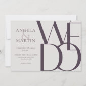 Minimalistische, muffige Eggplant Hochzeitseinladu Einladung (Vorderseite)