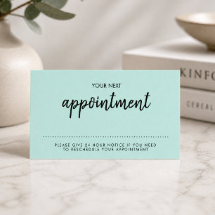 Minimalistische Münzgrün Moderne Salon-Erinnerun Terminkarte