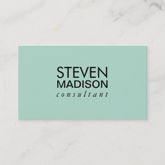 Minimalistische Münzgrün Visitenkarte (Vorderseite)