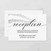 Minimalistische Musiknoten Eleganter Hochzeitstag Begleitkarte (Vorne/Hinten)